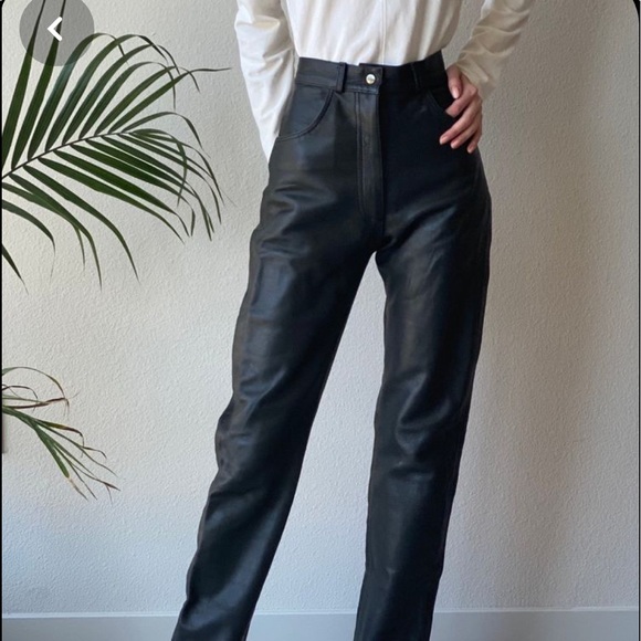 Vintage Pants - 100% Genuine leather super high waist vintage pant